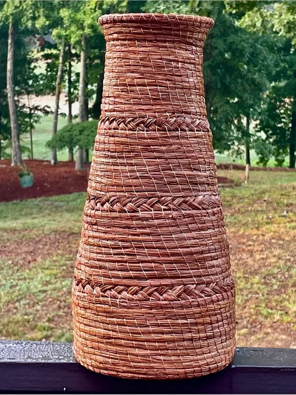 Cherokee Native American North Carolina Handwoven Pine Needle Primitive Basket